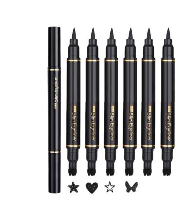 Stamp Eyeliner Eyeliner Pen with Make Up Stamp 6 Pieces Long Lasting Water Resistant Cosmetics for Women Beauty for Stage Travel Party Performance Cosplay Wedding Vacation