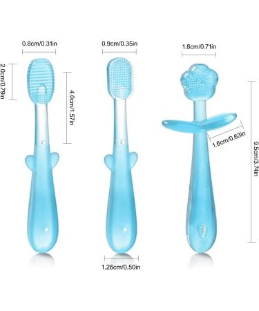 Baby Toothbrush Set - 3 Silicone Cleaning Tools for 0-18 Months | Gum Massage & Soft Bristle Toothbrushes - Buy Online on GoSupps.com