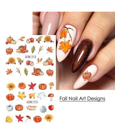 Fall Nail Art Stickers - Autumn Water Decals for Women - 12 PCS Thanksgiving Design Sticker - Maple Leaves, Turkey, Pumpkin - Nail Supplies for Acrylic Nails - Fall B - Buy Online on GoSupps.com