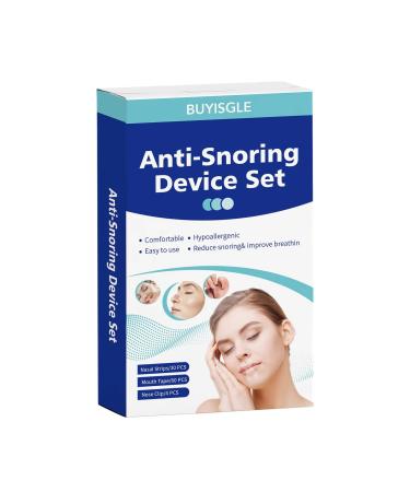 Buyisgle Snoring Solution Set - Mouth Tape Nasal Strips Nose Clip - Stop Snoring and Sleep Better - 60 Mouth Tape 30 Nasal Strips 4 Nose Clips - Anti-Snoring Devices for Men and Women 90 Count
