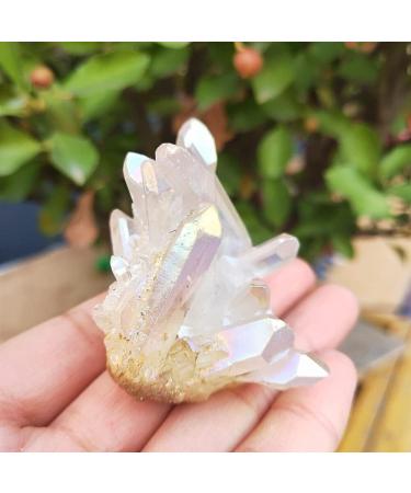 Natural Crystal 70grams Natural White Angel Crystal Cluster Electroplating Titanium Coating Quartz Cluster Stone Power Stone Crystal JZIGTDEM - Buy Online on GoSupps.com