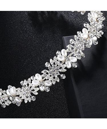 Oriamour Bridal Headpiece - Flower Design Wedding Headband in Silver | Bridal Hair Accessories - Buy Online on GoSupps.com