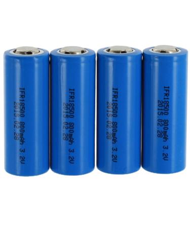 4pc Exell Battery Li-FePO4 Size 18500 Rechargeable Battery 3.2V 800mAh