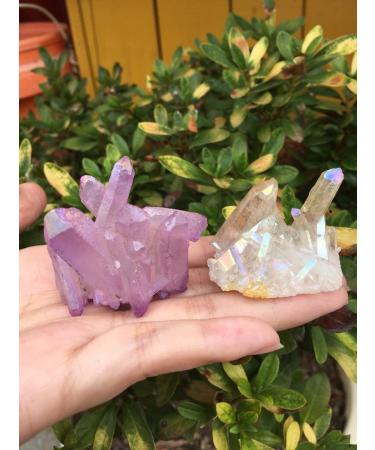 Specimen 2pcswhite Flame Aura Quartz Crystal Cluster Specimen 60-70g ERTEYIN