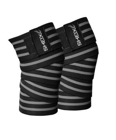 SHEIX Knee Wraps for Weightlifting-Professional Elastic Knee Support Strap for Unisex, Sleeve for Powerlifting Gym Fitness Leg Press Workout Squats Deadlift Training (Grey), 72 INCHES