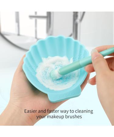 Shop Docolor Silicone Makeup Brush Cleaner Mat - Large Shell Shape Portable Tool for Effortless Brush Cleaning | Best Makeup Brush Cleaner in Blue - Buy Online on GoSupps.com