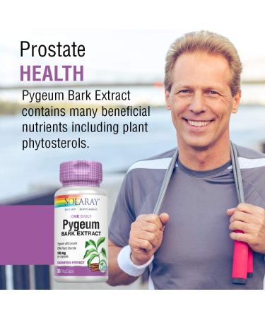 SOLARAY Pygeum Bark Extract 100mg for Healthy Prostate Support - 30 VegCaps | Vegan | Guaranteed 13mg Plant Sterols | 60-Day Guarantee - Buy Online on GoSupps.com