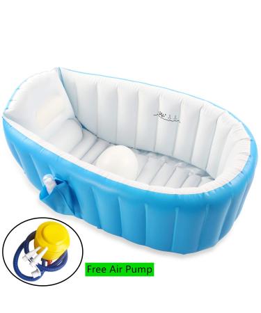 EZYCOK Baby Inflatable Bathtub  Portable Toddler Bathtub Baby Bath Tub Foldable Travel Tub with Air Pump  Blue - Buy Online on GoSupps.com