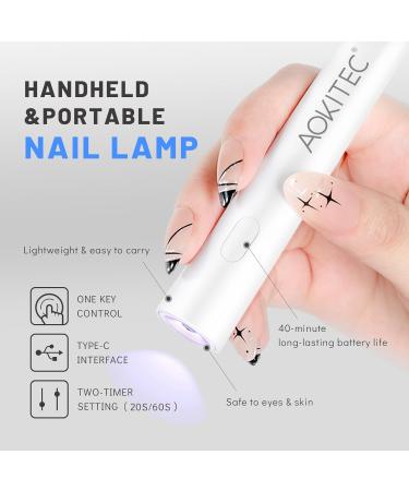 Buy Aokitec Handheld UV LED Nail Lamp - Portable Nail Dryer for Gel Polish & Nail Art | Quick Dry Travel-Friendly Gift Set - Buy Online on GoSupps.com