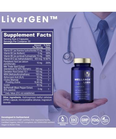Wellance Labs LiverGEN Advanced Liver Support with Milk Thistle ALA MSM B-Vitamins 1 Bottle - Buy Online on GoSupps.com