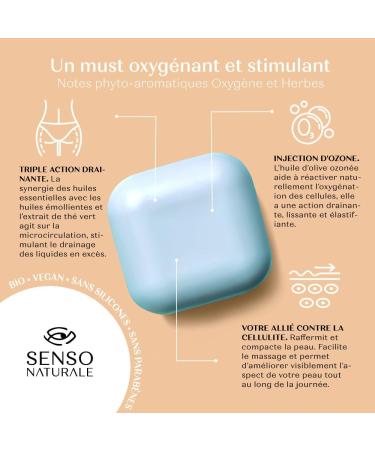 SENSO NATURALE Solid Body Oil ACTIVE OXYGEN - Toning Cream Scented Firming - Draining Smoothing and Elasticating Anti-Cellulite Skin - Vitamin E - Vegan - Equivalent to 500ml Liquid - Buy Online on GoSupps.com