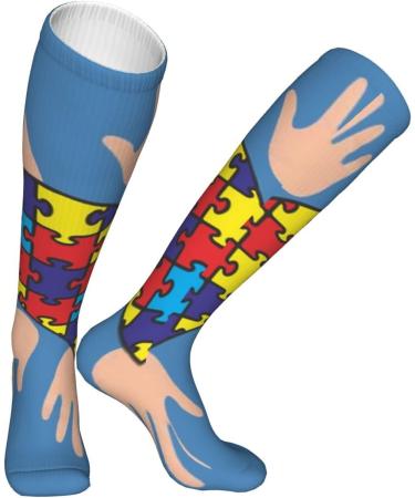 Autism Awareness Heart Compression Socks 15-20 mmHg for Men & Women - Supportive Athletic Running & Cycling - One Size (10463) - Buy Online on GoSupps.com