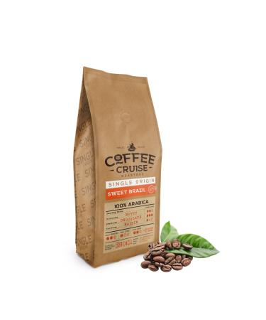 COFFEE CRUISE Sweet Brazil Brazilian Coffee Beans 1 kg - Medium Roast - Cocoa and Chocolate Flavor - For all Coffee Machines - 100% Arabica