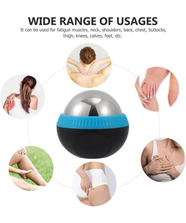 FRCOLOR Stainless Steel Ice Massage Ball Roller - Deep Cooling Facial & Foot Massage Tool | 8.3x7.5x7cm - Blue - Buy Online on GoSupps.com