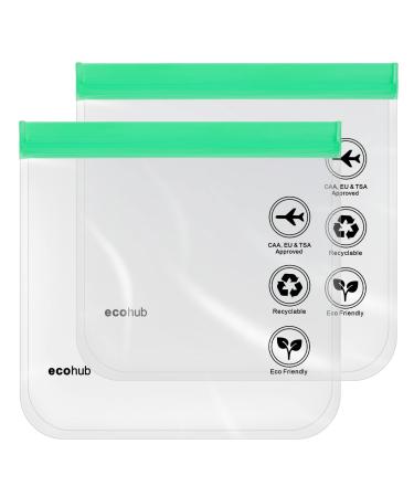 ECOHUB Airport Security Liquids Bags EVA Airport Liquid Bag 20 x 20cm TSA Approved Clear Travel Toiletry Bag for Women Men Clear Plastic Zip Lock Bags for Travel Airline Approved (2 pcs Green) C-green