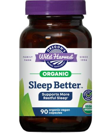 Oregon's Wild Harvest Sleep Better Capsules Organic Vegan Herbal Sleep Supplement Non-GMO Gluten-Free USDA Certified 90 Capsules