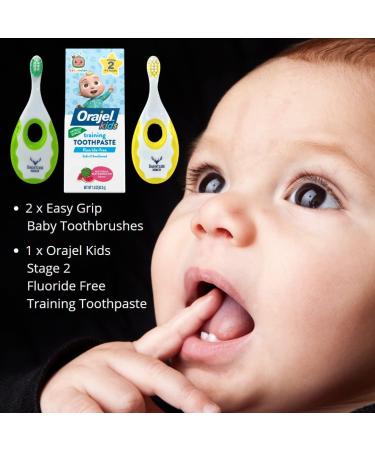 Dauntless Merch Easy Grip Baby Toothbrush and Fluoride-Free Toddler Toothpaste Starter Set - Natural Watermelon Flavor - 1.5 oz. (Coco) - Buy Online on GoSupps.com