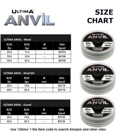 Ultima Anvil Smooth Lead Core 10m Spool - Weed Green 45lb/20.3kg | International Shipping Available - Buy Online on GoSupps.com