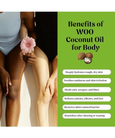 WOO World of Oils Certified Organic Coconut Oil 100% Pure Cold-Pressed Fair Trade | Face Body Hair & Cuticles | Deeply Moisturizing Soothes Dry Skin | 3.4 oz - Buy Online on GoSupps.com