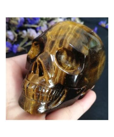 Natural Stones Natural Crystal 67 mm Natural Crystal Skull Gemstone Ghost Head Carved Crystal Jewelry Tiger Eye Stone Specimen Carved Skull Gift Power Stone Crystal Natural Stones ningxiao