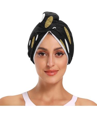 Quick Drying Irregular Dot Pattern Hair Cap & Towel Set - 2 Piece Absorbent Soft Comfortable with Button Headband - Buy Online on GoSupps.com