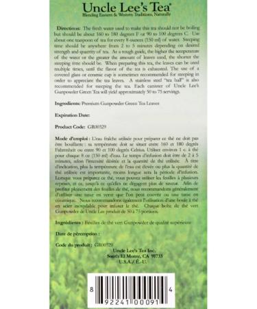 Uncle Lee's Tea Premium Gunpowder Green Bulk 120g - Buy Online on GoSupps.com