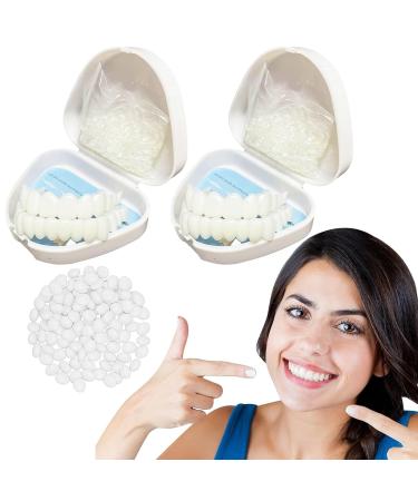 Dazzluxe 2 pair of instant veneer dentures artificial braces lightening cosmetic tooth cover for putting on clip-in-veers temporary smile top and lower artificial teeth