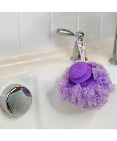 Grand Fusion Exfoliating Loofahs for Men and Women - Pack of 3 Purple Body Scrubbers with Liquid Soap Dispensing Feature - Compatible with Your Favorite Body Wash - Convenient Hanging Loop - Buy Online on GoSupps.com