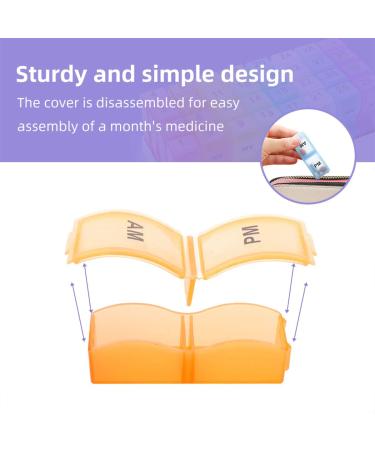 Monthly Pill Organizer 2x a Day | 30 Day Pill Box AM PM | Small Compartments for Vitamins & Travel Meds | Colorful 4-Week Case - Buy Online on GoSupps.com