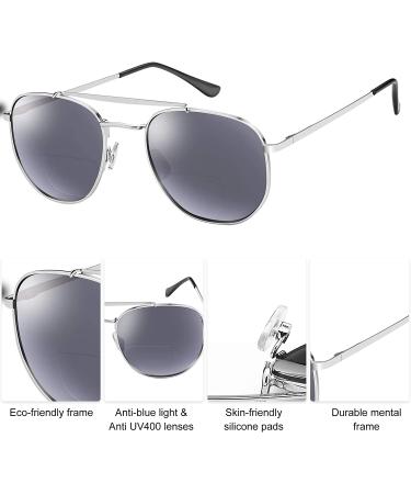 Bifocal Aviator Sun Readers 1.0D Reading Sunglasses | UV400 Grey | Women Men - Buy Online on GoSupps.com