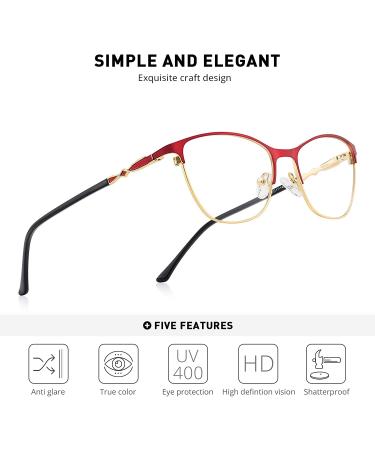 OLIEYE Cat Eye Reading Glasses for Women Retro Design - Red-53 2.0x - Buy Online on GoSupps.com