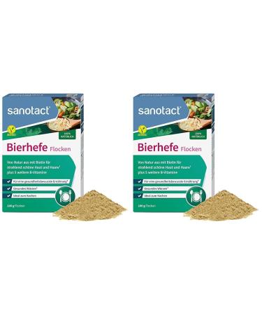 Sanotact beer yeast flakes 100g natural beer yeast flakes with biotin and 6 B vitamins for skin hair nails ideal as a vegan parmesan for cooking spicying etc. (pack with 2)