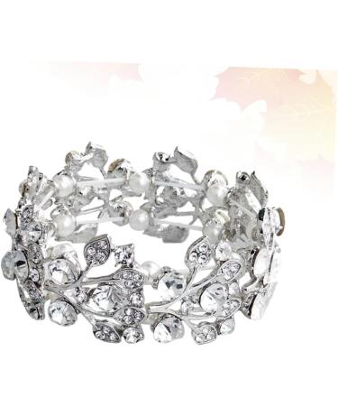 Gleavi Wedding Accessories: Strass & Pearl Bracelets | Diamond & Crystal Bangle for Women | Open Tennis Bracelet - 2pcs Silver - Buy Online on GoSupps.com