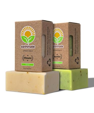 Earthmade Natural Soap Combo CLIMATE Natural Soap Bar 6oz + GARDEN Natural Soap Bar 6oz