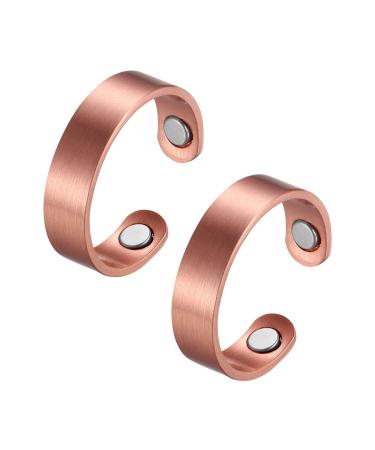 MagEnergy Copper Magnetic Rings for Men and Women, Magnetic Therapy Ring for Pain Relief Adjustable Rings Gift (2Pcs) 2copper