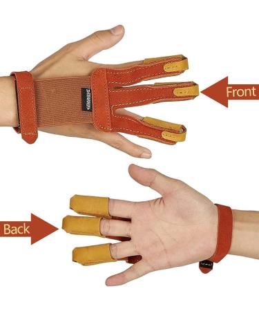 Huntingdoor Archery Glove 3 Finger Guard - Protective Leather Gloves for Hunting and Shooting - Men, Women, Youth Beginners - Buy Online on GoSupps.com