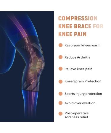 Compression Knee Brace for Men & Women - Copper Knee Sleeve for Running Arthritis Pain Relief Meniscus Tear & ACL Support - 3X-Large Black - Buy Online on GoSupps.com