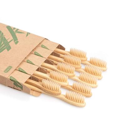 Daletu Bamboo Toothbrush, 10 PCS Biodegradable Wooden Toothbrushes, Natural BPA Free Soft Bristles Wood Toothbrush, Eco Friendly, Compostable and Sustainable