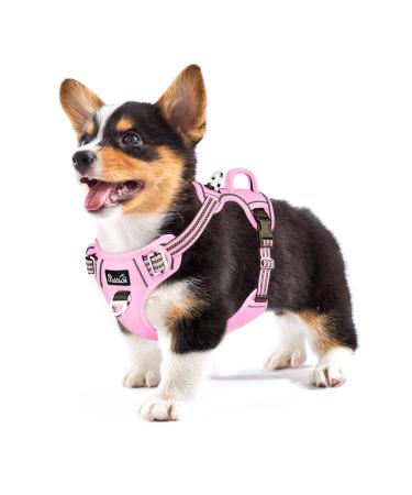Eyin dog harness for small dogs adjustable breathable reflective padded and breathable breast dishes with handle and front bracket for daily training (pink s) s (neck: 32-46cm breast: 35-63cm) pink