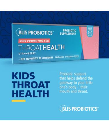 BLIS Probiotics Kids Throat Health - Sugar-Free Lozenges K12 Formula 1.25 Billion CFU 30-Day Supply | Boost Throat Immunity & Oral Health - Buy Online on GoSupps.com