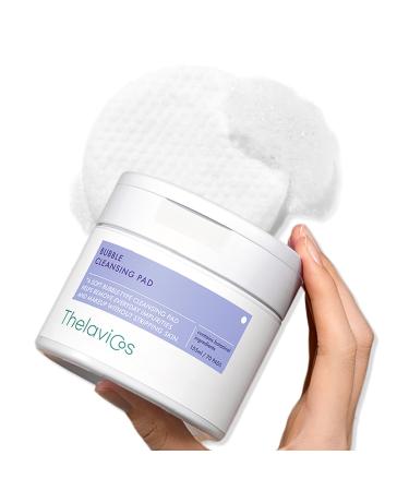 Thelavicos Bubble Cleansing Pad One Step Wash Remove Makeups Sebum Exfoliating & Hydrating Pad with Hyaluronic Acid Natural AHAs Rice Bran & Centella Asiatica Rub-Rince-Radiant Skin