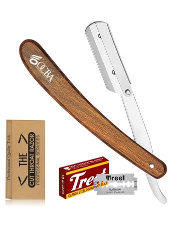 OCBA wooden handle rasi knife High-quality stainless steel bar knife with an extra sharp blades-barber razor meter for the precise beard wet shaving-sounds included in the scope of delivery
