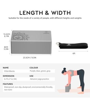 Overmont Yoga Block 2 Pack with Non-Slip Surface and Yoga Strap - Latex-Free EVA Foam for Pilates, General Fitness, Stretching and Meditation - Buy Online on GoSupps.com