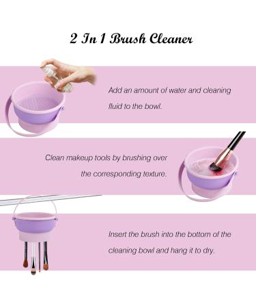 Silicone Makeup Brush Cleaner Mat 2 In 1 Hangable Makeup Brush Cleaning Bowl with Drying Makeup Brush Holder Multifunctional Cleaning Tools for Makeup Brushes Makeup Sponge Powder Puff (Purple) - Buy Online on GoSupps.com