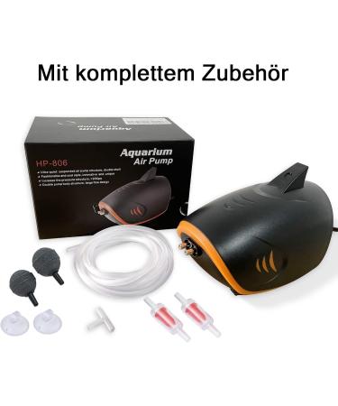 Fedour 4W Quiet Aquarium Air Pump - Dual Output Oxygen Pump for 50-700L Fish Tanks with LED Decor & All Accessories - Buy Online on GoSupps.com