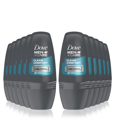 Dove Men + Care Clean Comfort Anti-Perspirant Deodorant Roll On with Advanced Moisturizer technology giving 48 Hours Powerful Protection 50 ml (12 Pack)