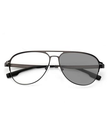 Haoxuan photochrome men's reading glasses frameless sunglasses made of stainless steel with 1.56 resin lenses single-cheek double-purpose readers diopters +1.0 to +3.0 black +1.5 +1.5 black