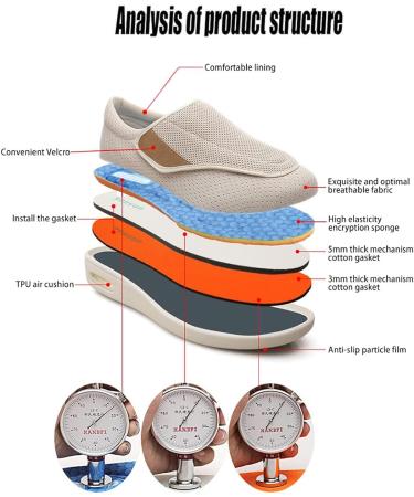 Women's Diabetic Mesh Walking Shoes - Breathable Sneakers for Swollen Feet - Size 7.5 Beige - Buy Online on GoSupps.com