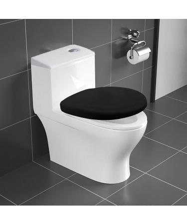 Stretch Spandex Washable Black Toilet Lid Cover - Elastic Bottom Seat Protector - Buy Online on GoSupps.com