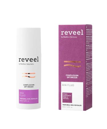 AHA Fluid for face by reveel - Nightly leave-on exfoliant Serum with 10% AHA for hydration & refined complexion Facial Fluid for Women & Men 1.69 fl oz